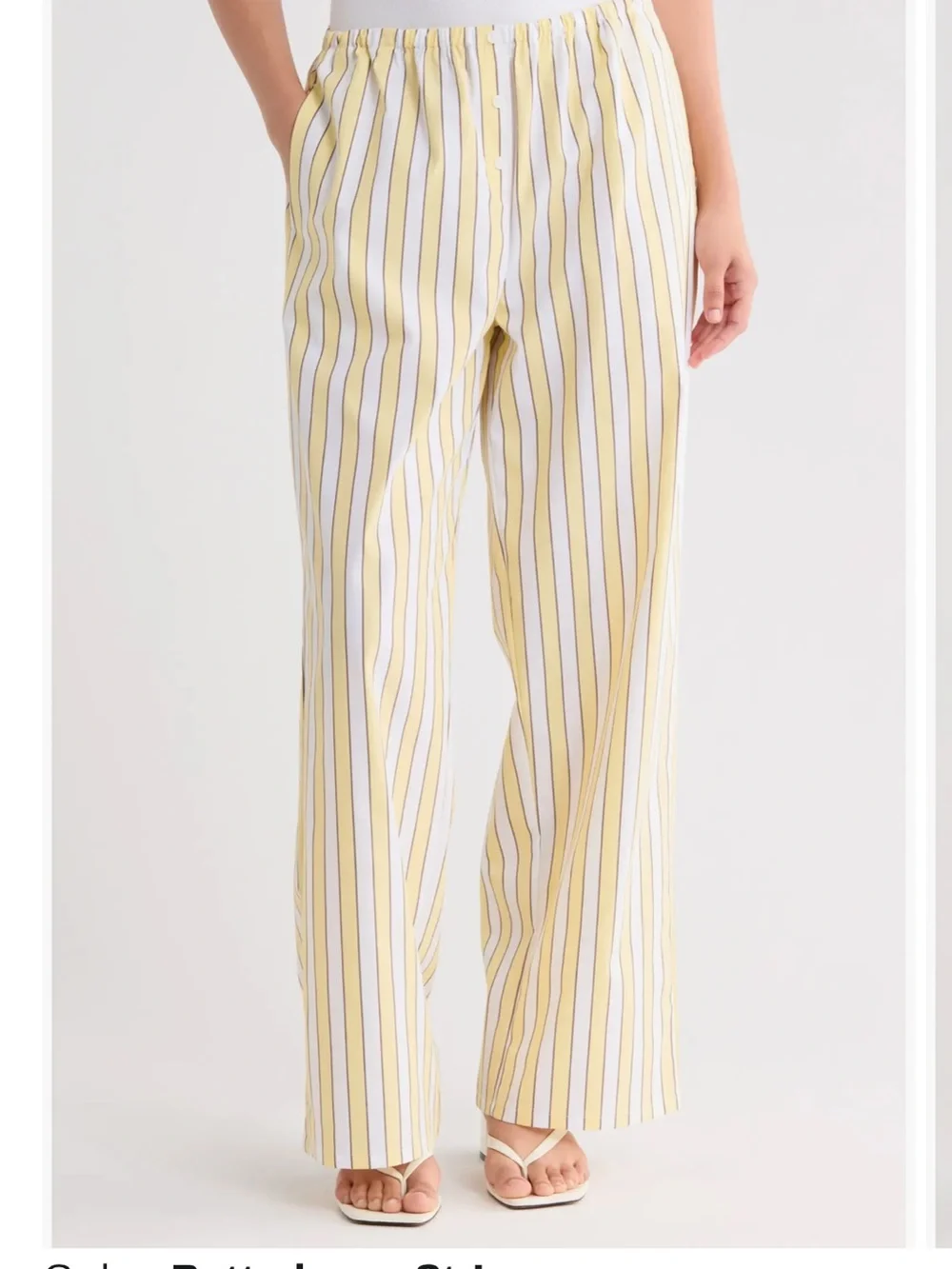 Good American Butterbeam Stripe Wide Leg Pants - Yellow & White